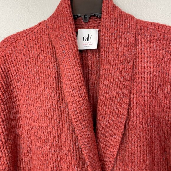 Cabi Love Carol Rosewood Cardigan Sweater Womens Small Orange Short Sleeve - Picture 4 of 9